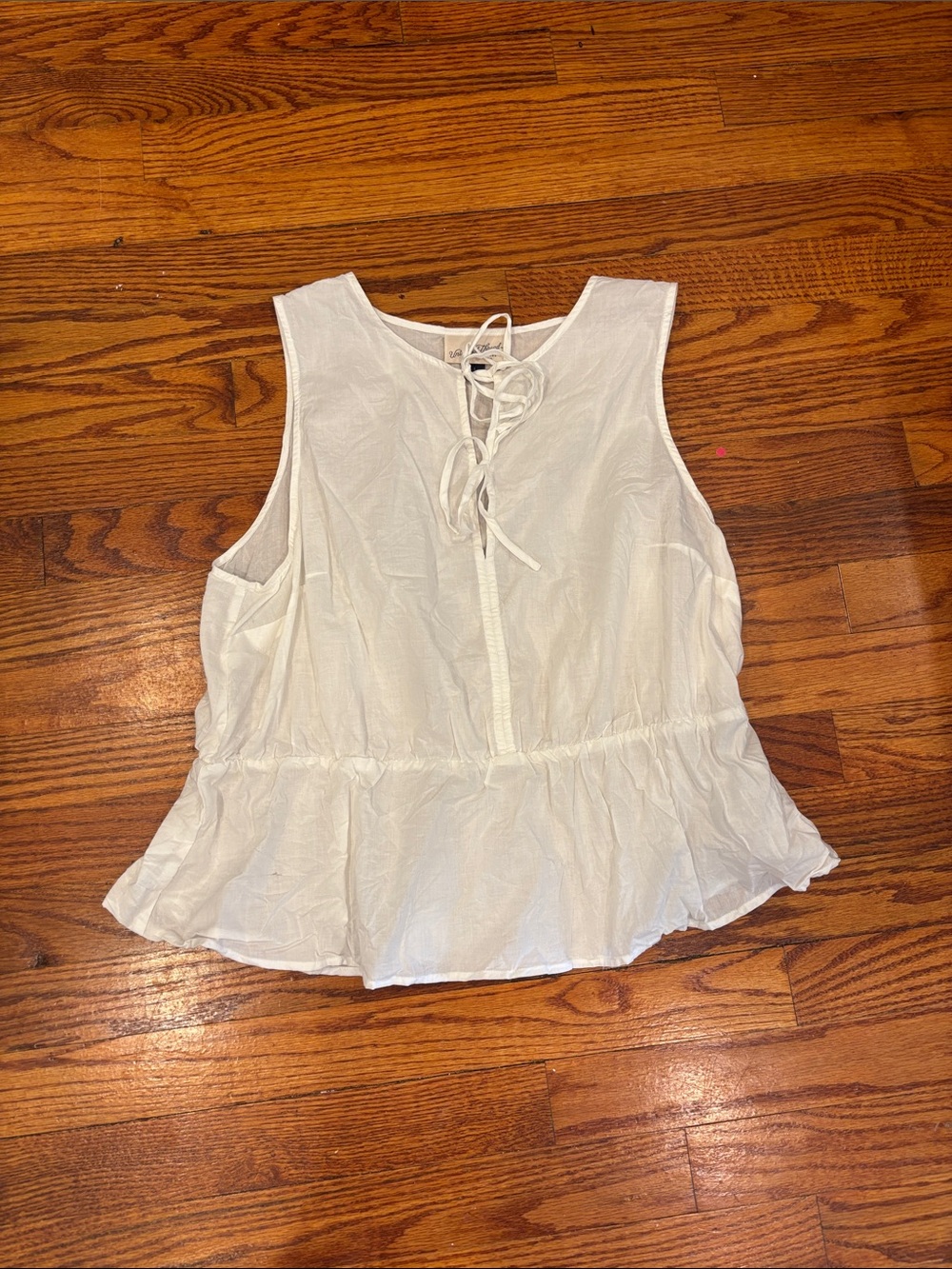 Women's Cream Tie-Up Peplum Tank Top